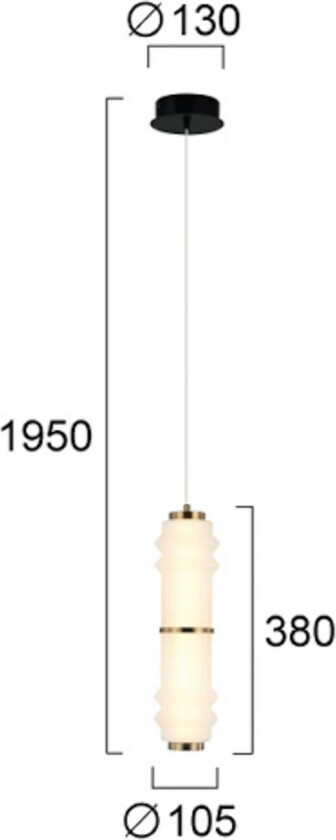LED-hengelampe Dereck, hvit/bronsefarget, Ø 10 cm, glass