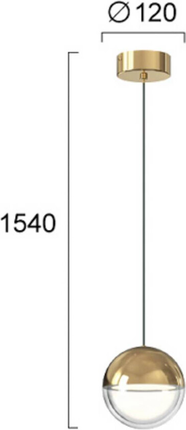 LED-pendellampe Zirea, gullfarget, Ø 12 cm, metall