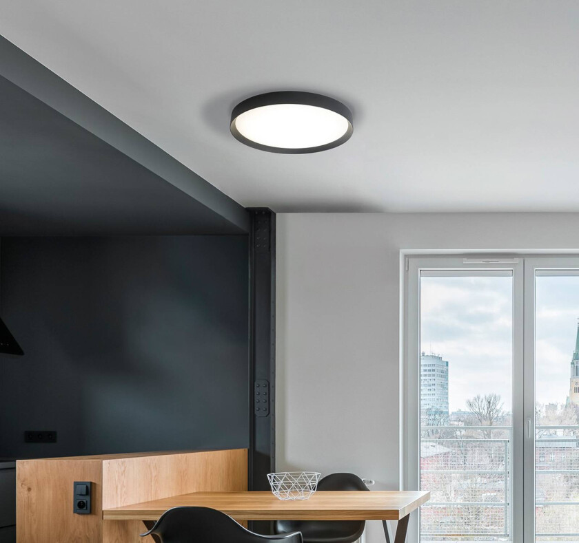 LED-taklampe Minsk, svart, Ø 60 cm, Casambi, 42 W, CCT