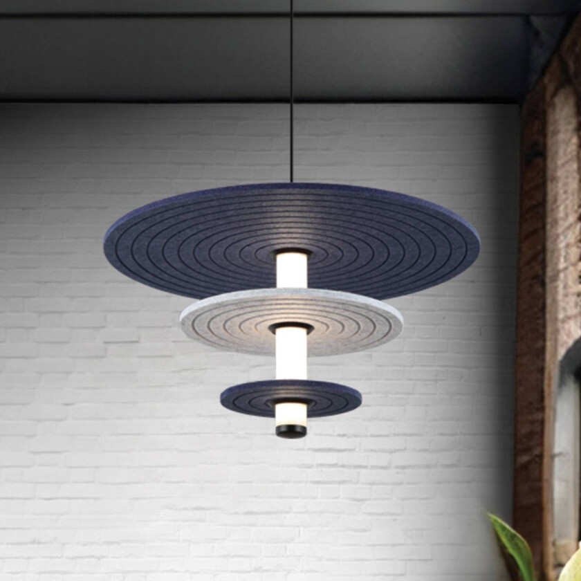 LED-hengelampe Azul, høyde 31 cm, blå/grå/svart/, filt