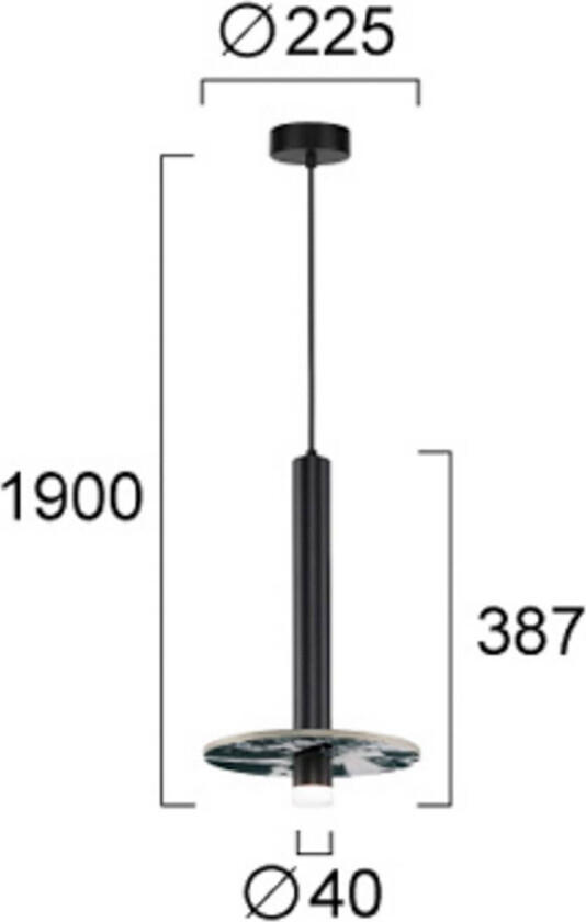 LED-hengelampe Leandros, svart, Ø 40 cm, kunststein/metall