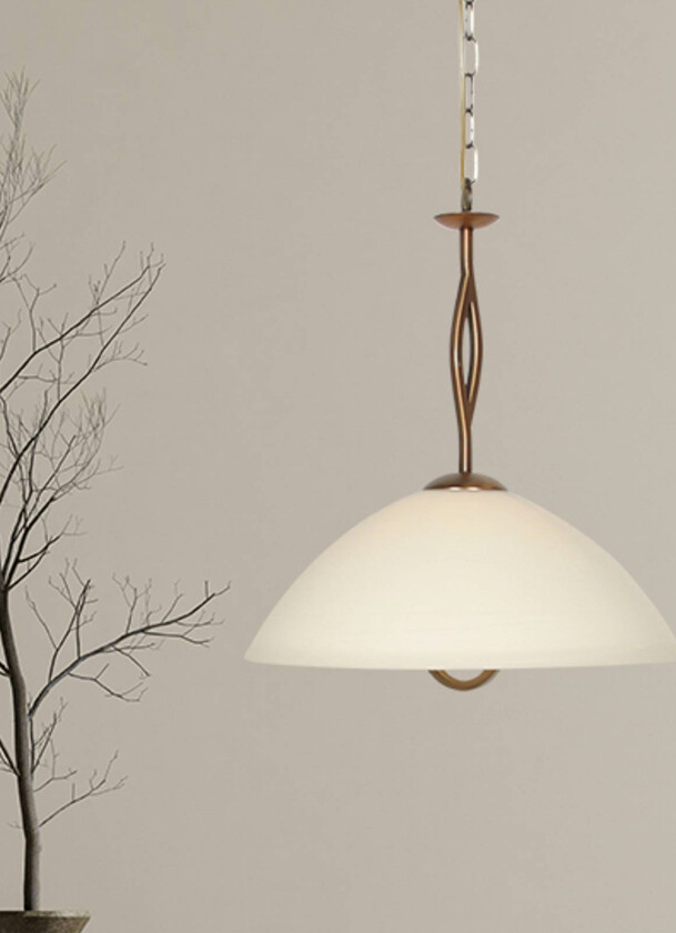 Hengelampe Anthea, 1 lyskilde, bronse, metall, glass, E27