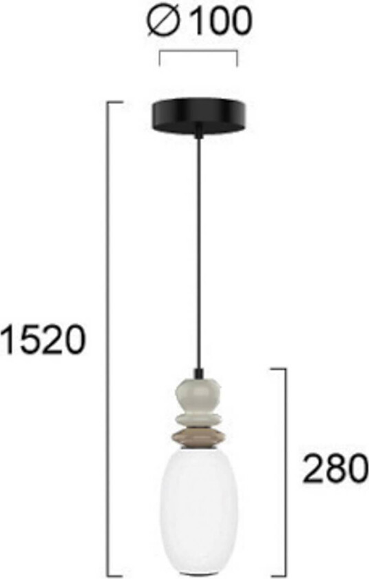 LED-pendellampe Gemma, høyde 28 cm, fargerik, glass/keramikk/metall