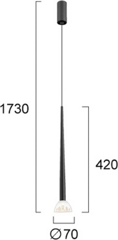 LED-hengelampe Rina, svart/klar, Ø 7 cm, metall/akryl