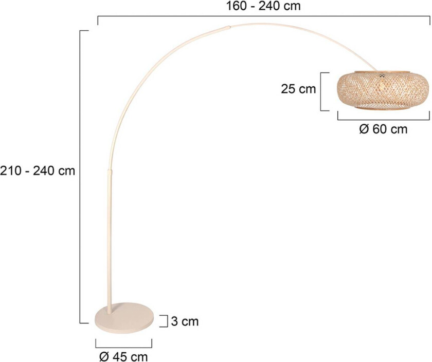 Bue-lampe Sparkled Light, krem, bambus, E27