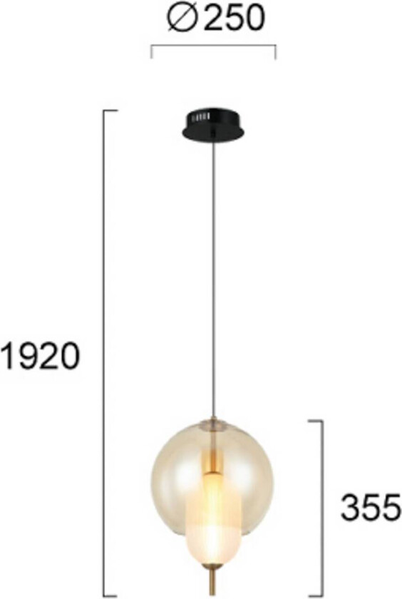 LED-hengelampe Adol, ravfarget, Ø 25 cm, glass