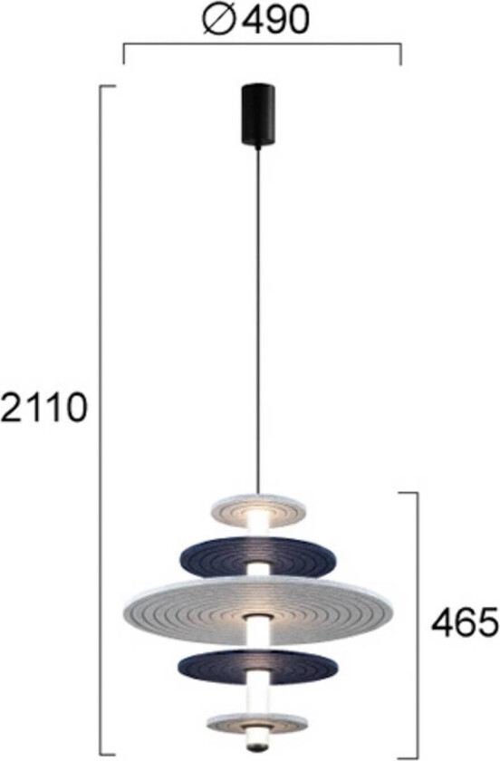 LED-hengelampe Azul, høyde 46 cm, blå/grå/svart/, filt