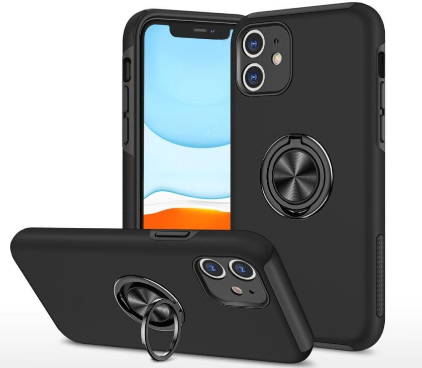 iPhone 11 Hybrid Deksel Med Fingerring - Svart