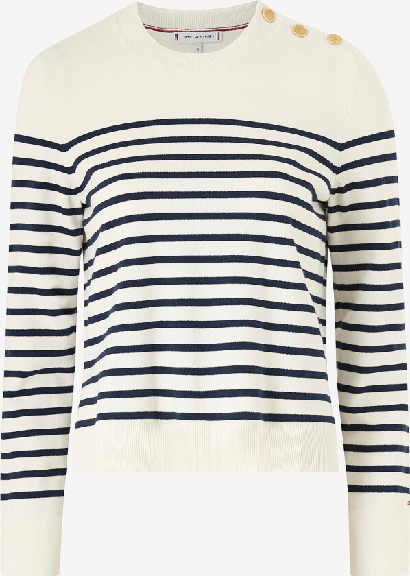 Pullover CO Jersey Mid GG LS Gold Btn Swt - Hvit