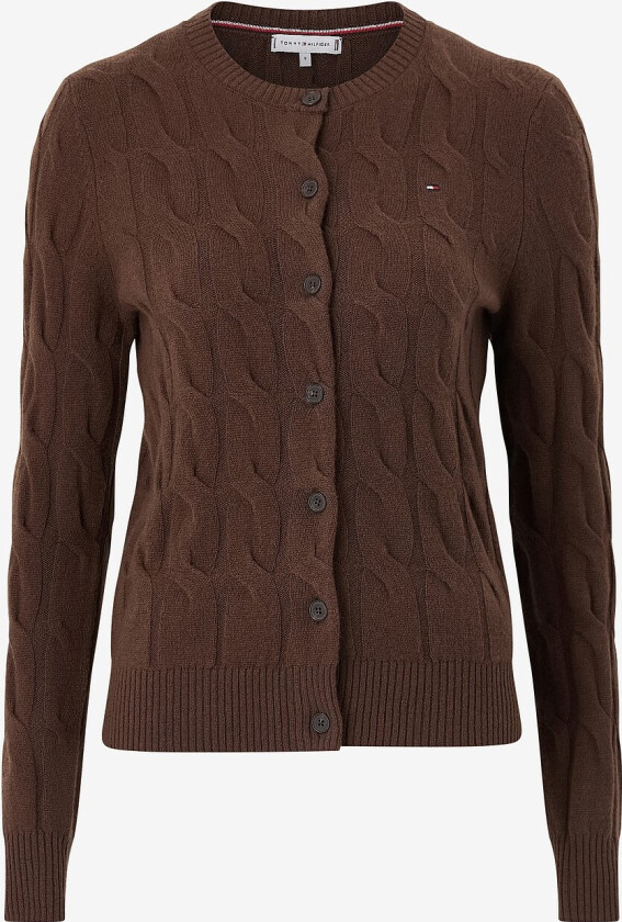 Kardigan Soft Wool Cable C-nk LS - Brun