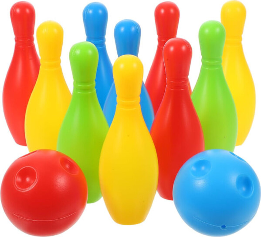 Bowlingsett for barn, Mini lekebowlingsett Hagespill Innendørs selskapsspill 10 kjeglers spill med 2 kuler for barn 3+ år