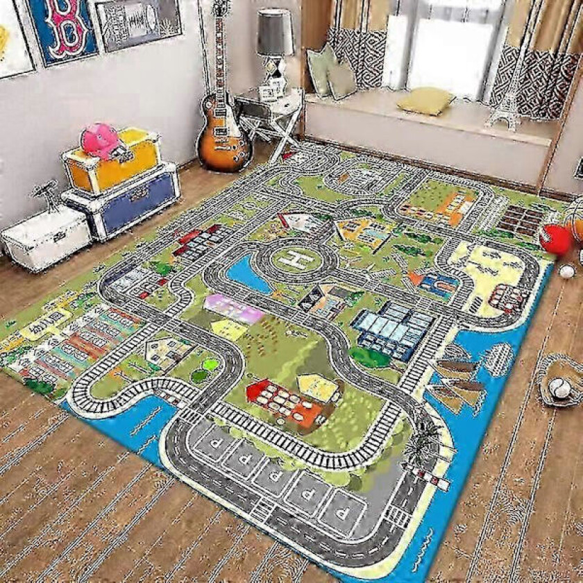 Lekematte for barn for lekebiler, sklisikker lekematte, byteppe, bilteppe for barn, pedagogisk veitema, leketeppe for gutter og jenter