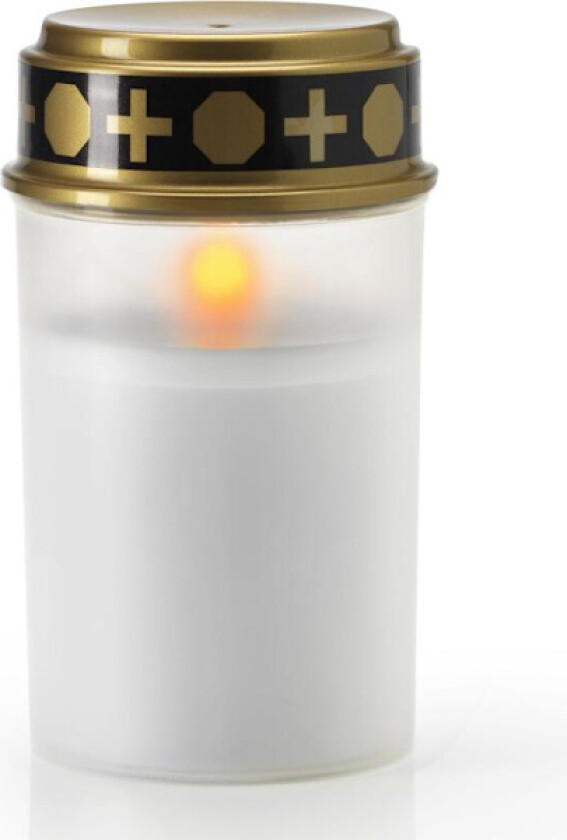 LED gravlys, rød eller hvit, med batteri og opptil 6 måneders belysning - LED gravlys med realistisk flimring