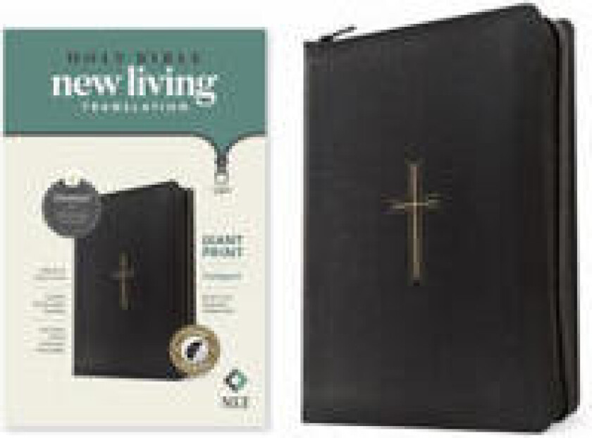 NLT Compact Giant Print Zipper Bible, Filament-Enabled Edition (Leatherlike, Black Cross, Indexed, Red Letter)
