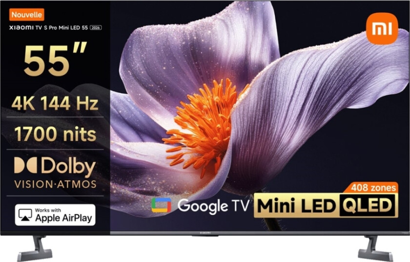 S Pro 2026 - 55 Diagonalklasse LED-bakgrunnsbelyst LCD TV - QD-Mini LED - Smart TV - Google TV - 4K UHD (2160p) 3840 x 2160 - HDR - Mini-LED, Quantum Dot - mørk grå