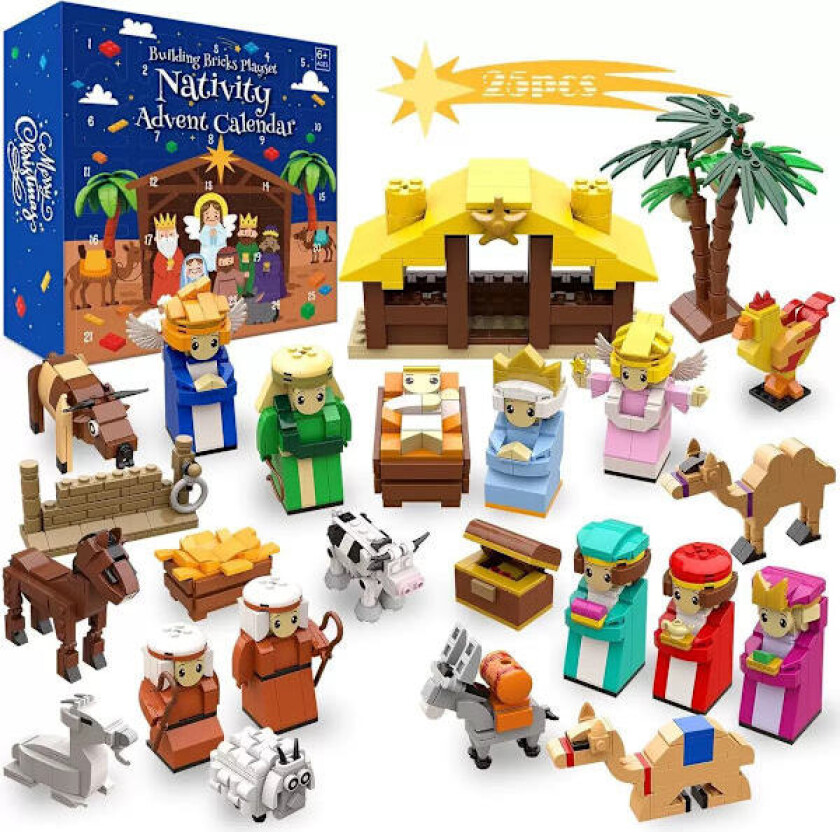 Julekrybbe Byggeklosser Overraskelsesboks Barnas Julekalender Nedtellingskalender Overraskelsesboks Gaveeske