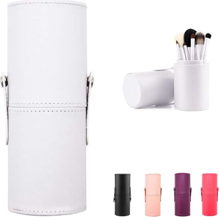 Stor sminkebørsteholder i skinn, bærbar reiseveske, oppbevaringsveske for børster, pennal, veske, kosmetikkveske, bærbar, vanntett, støvfri