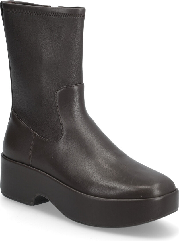 F-Luma Stretch Leather Demi-Wedge Mid-Calf Boots - Brown - 41