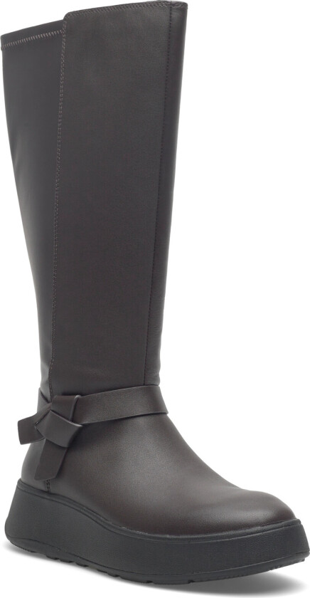 F-Mode Folded-Knot Flatform Tall Stretch Boots - Brown - 38
