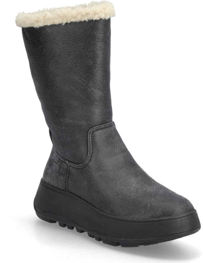 F-Mode Double-Faced Shearling Flatform Calf Boots - Grey - 42