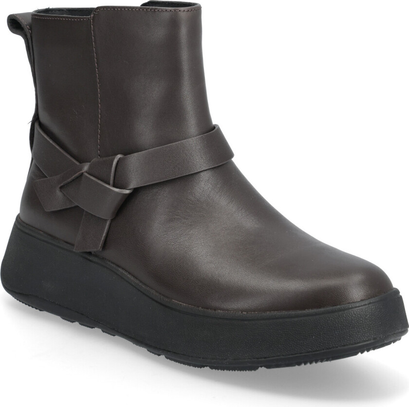 F-Mode Folded-Knot Leather Flatform Chelsea Boots - Brown - 38