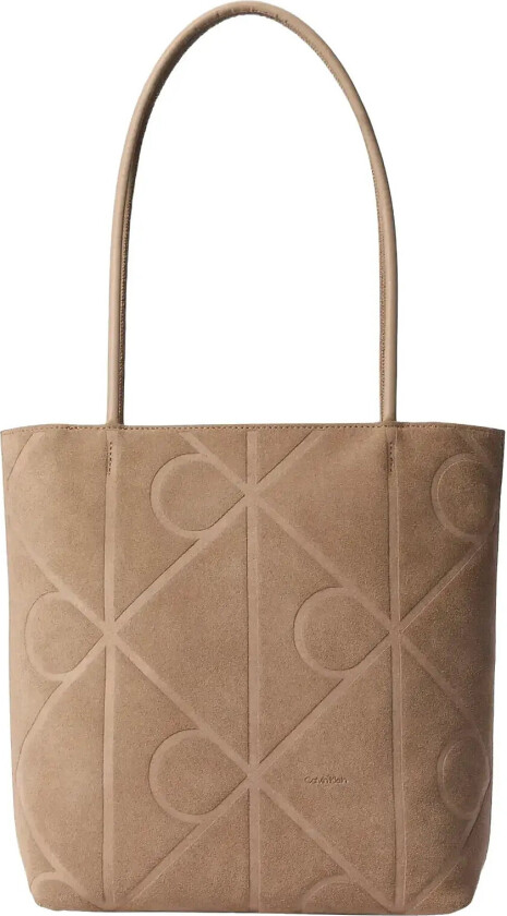 Emblem Aop Suede Small Tote - Beige - ONE SIZE