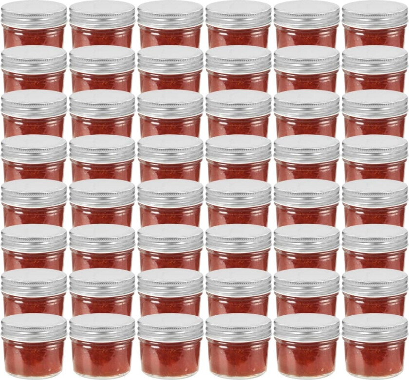 Bilde av Syltetøyglass med sølve lokk 48 stk 110 ml