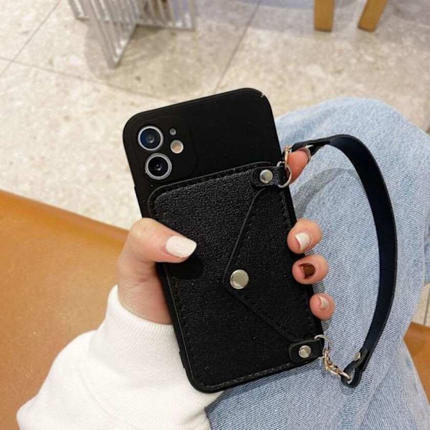 iPhone 16 Pro Deksel - HTE90 Svart Kortholder, Myk Full Kamerabeskyttelse, Rett Kantdesign