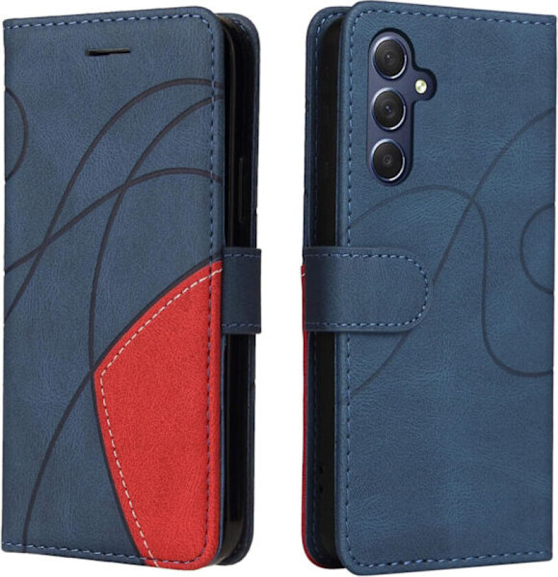 Samsung A16 Telefondeksel Geometrisk Støtsikkert Lommebokdeksel PU-Lær med Kortspor Sammenleggbart Stativ Magnetisk - Blå