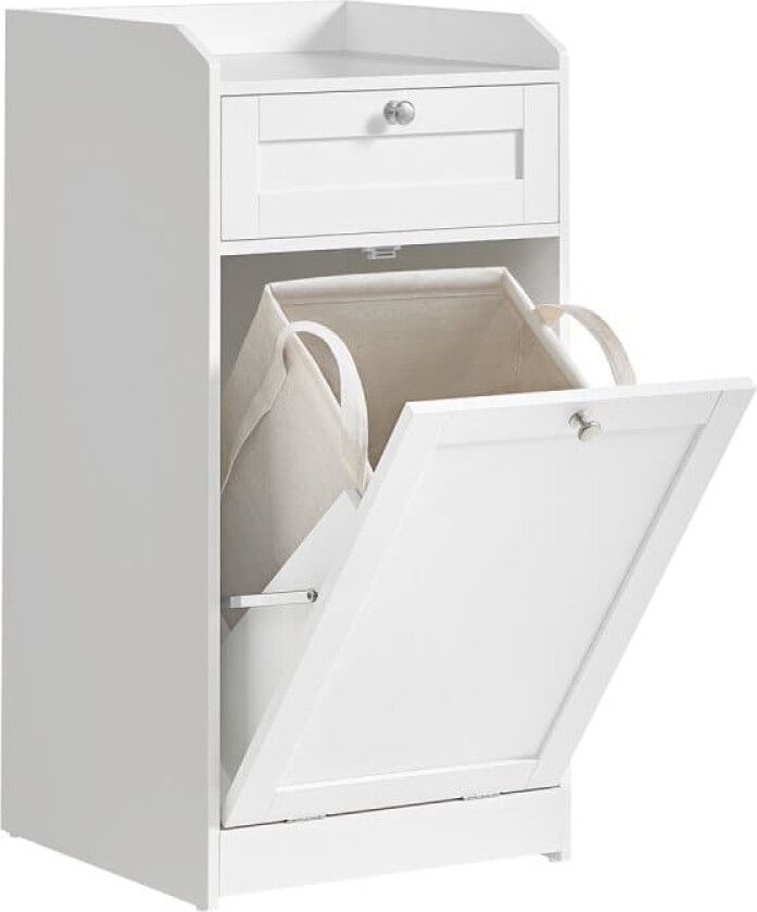 Baderomsskap med skittentøyskurv, 40x40x80,2 cm, Hvit