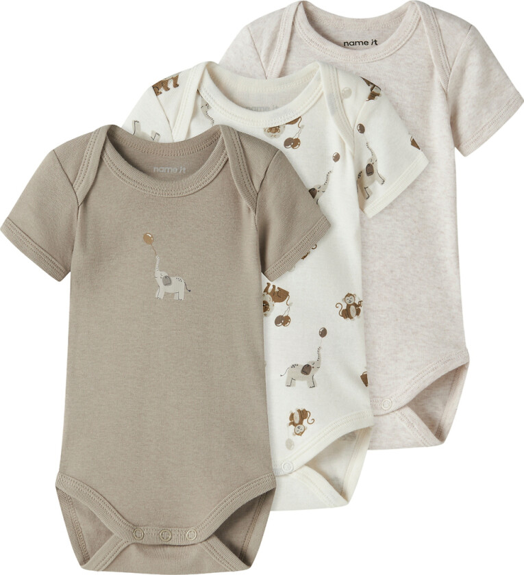 Body k/e - Noos - 3-pack - NbnBody - Jet Stream/med alum - - 2 år (92) - Kortermet body