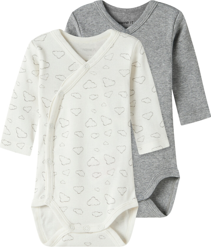 Omslagsbody I/e - Noos - 2-pack - NbnBody - Jet Strøm/me - - 74 - Langermet Body