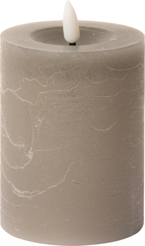 Rustic Finish Led Pillar Candle - Brown - H10CM
