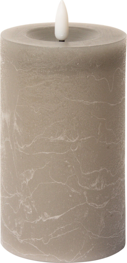 Rustic Finish Led Pillar Candle - Brown - H12.5CM
