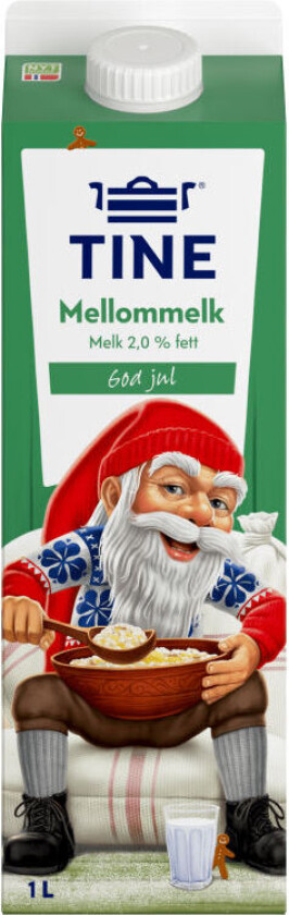 Mellommelk Melk 2% Fett 1l