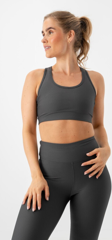Ribbed R Sportsbra - Grå - Dame - Sports-BH - Middels støtte