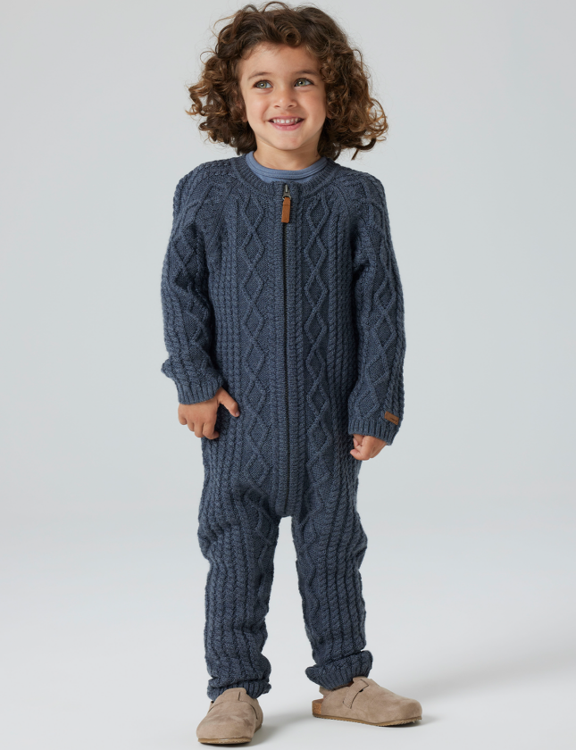 Wrilla Wool Long Sleeve Knit Suit - Blå - Barn - Dress - Ulldress