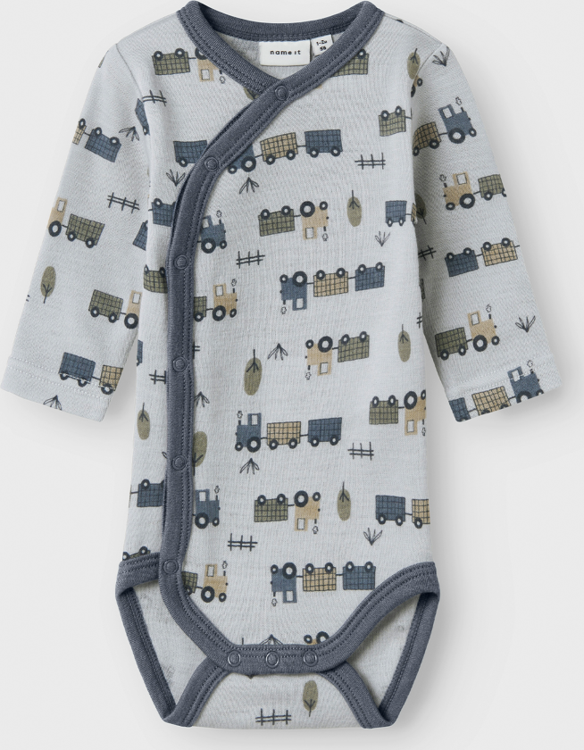 Willit Wool Long Sleeve Wrap Body - Grå - Barn - Body - Ullbody