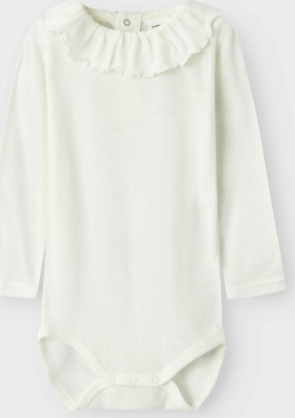 Wang Wool Rib Long Sleeve Body W/Collar - Hvit - Barn - Body