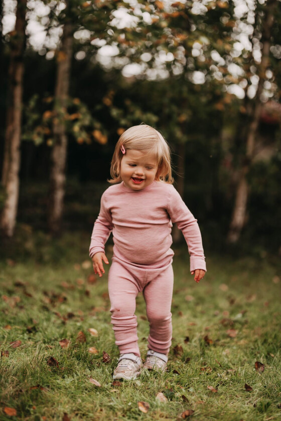 Ullongs - Rosa - Barn - Ullundertøy - Ullstilongs