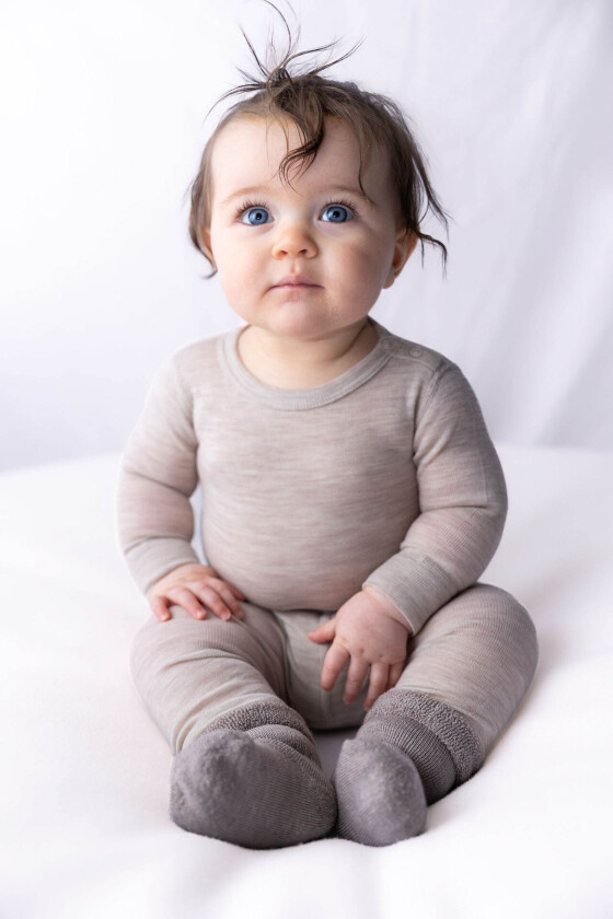 Ullongs - Beige - Barn - Ullundertøy - Ullstilongs