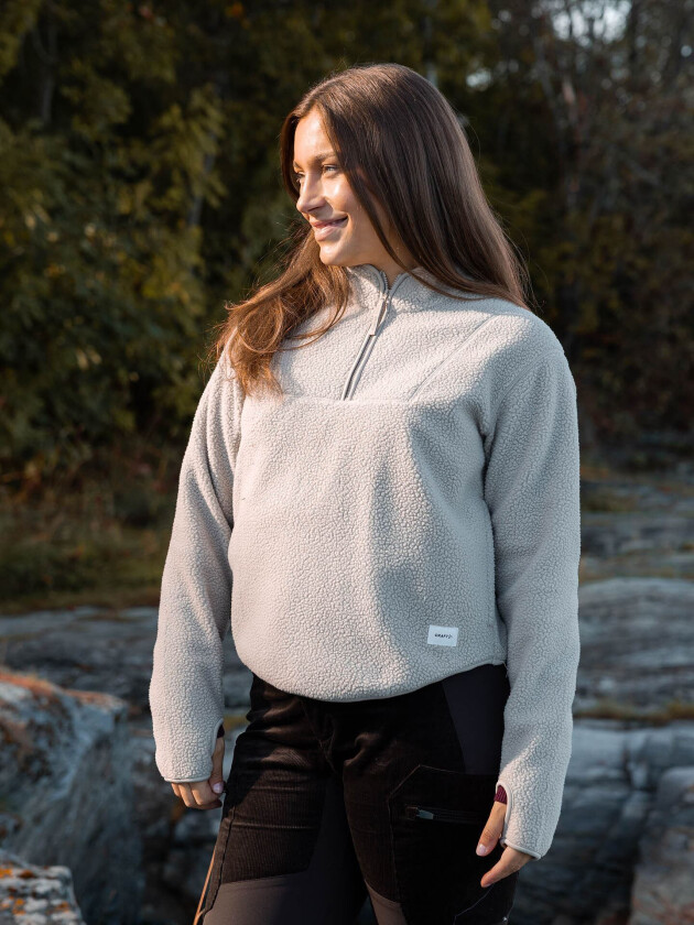 Join Pile Fleece Half Zip - Beige - Dame - Gensere - Half zip genser