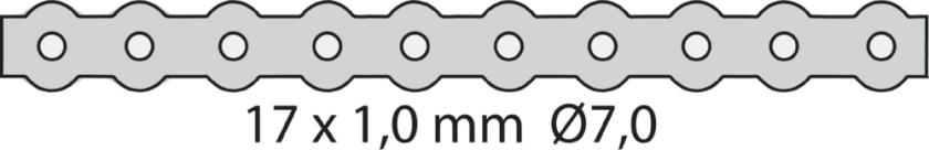 Profilbånd 17x1,0/7,0 hull 10m blankforsinket