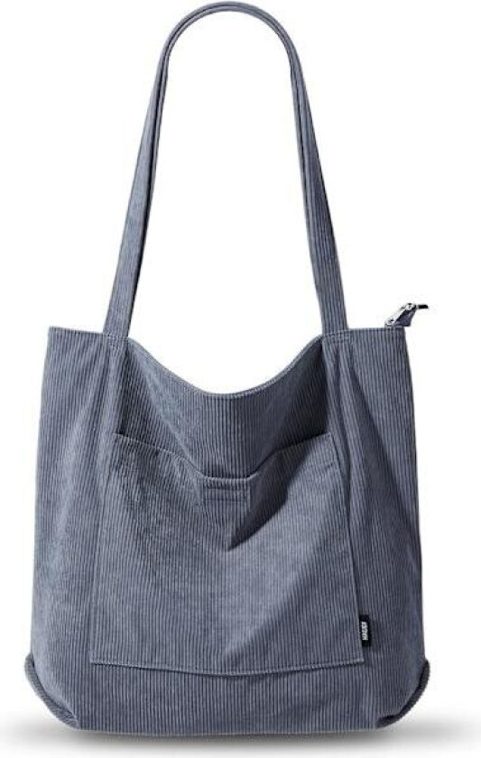 Cordfløyel Tote Bag med Glidelås Vanntett Tote Bag med Lommer Rom Stor Kapasitet Skuldervesker Håndvesker Grå