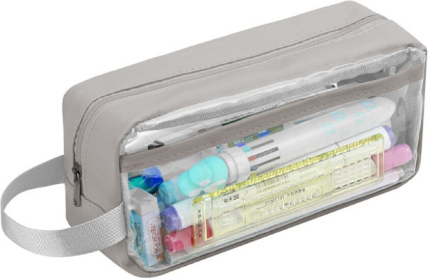 Gjennomsiktig penal Gjennomsiktig eksamenspenal Vanntett PVC Gjennomsiktig toalettmappe Oppbevaringspose Egnet skrivesaker Kosmetikk Sminke Reisekontorrekvisita