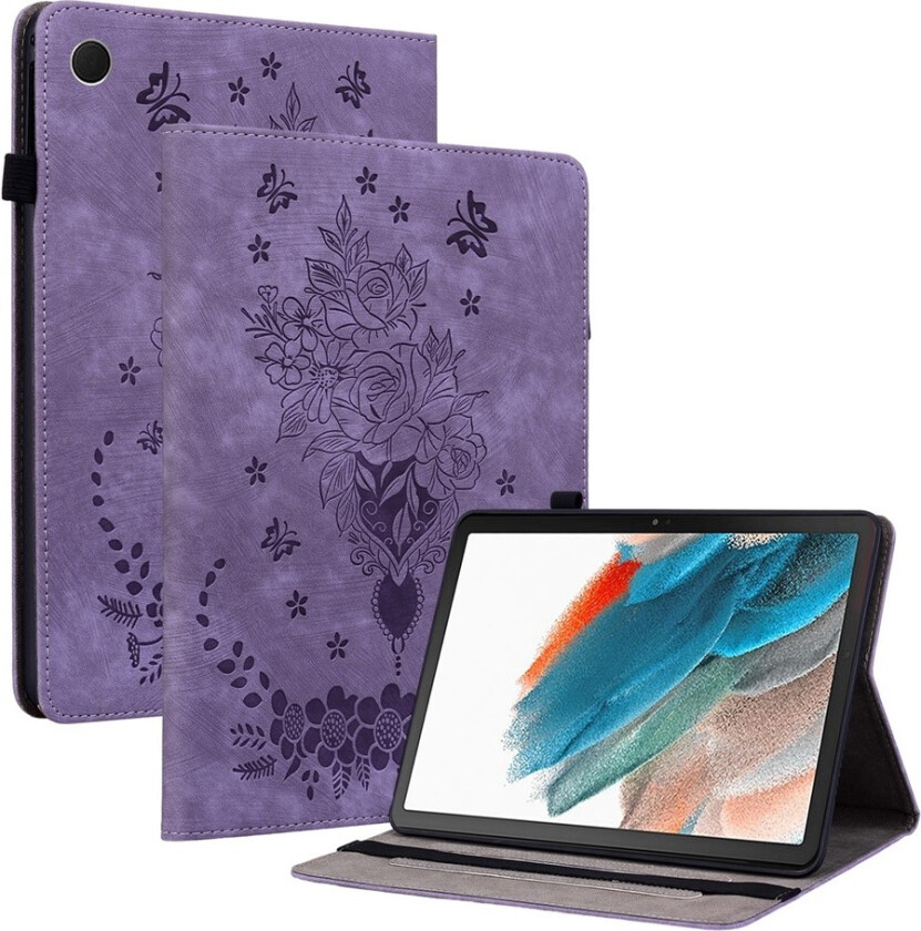 Til Samsung Galaxy Tab A11+ Deksel Med Roseblomst Preging - Lilla