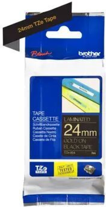 Tape Stoff 24mm Tze-r354 Gull/svart Satin