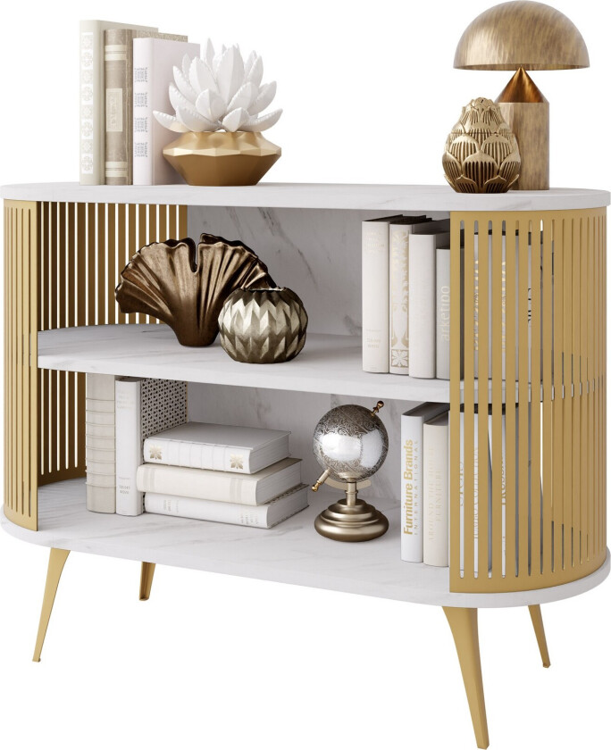 Galia Skjenk 120x40 cm - Gull/Hvit