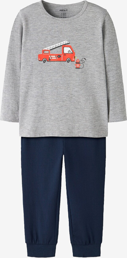 Pysjsett nmmNightset Grey Firetruck - Grå