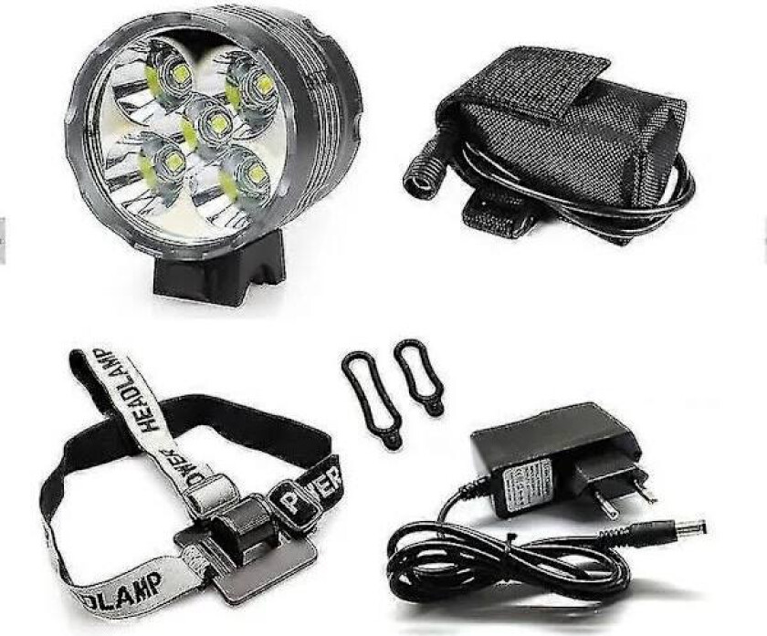 Sykkellys, 6000 Lumen 5 Led Sykkellykt, Vanntett Terrengsykkel Frontlykt med Oppladbar Batteripakke